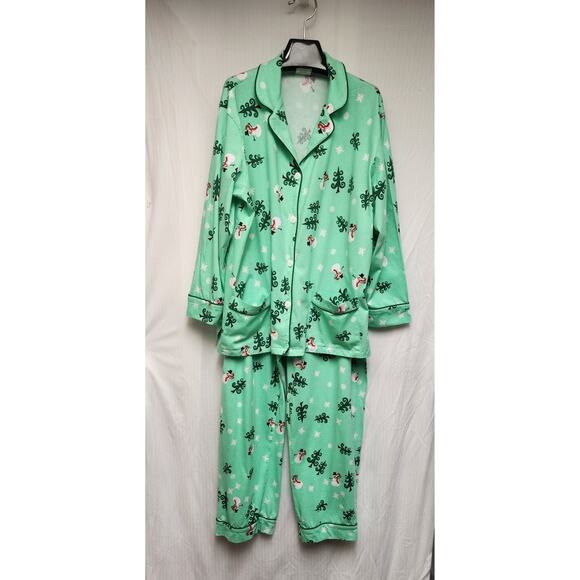 PajamaGram CO. Christmas 2PC Pajama Set Multicolor Green Size 1X - Picture 3 of 8